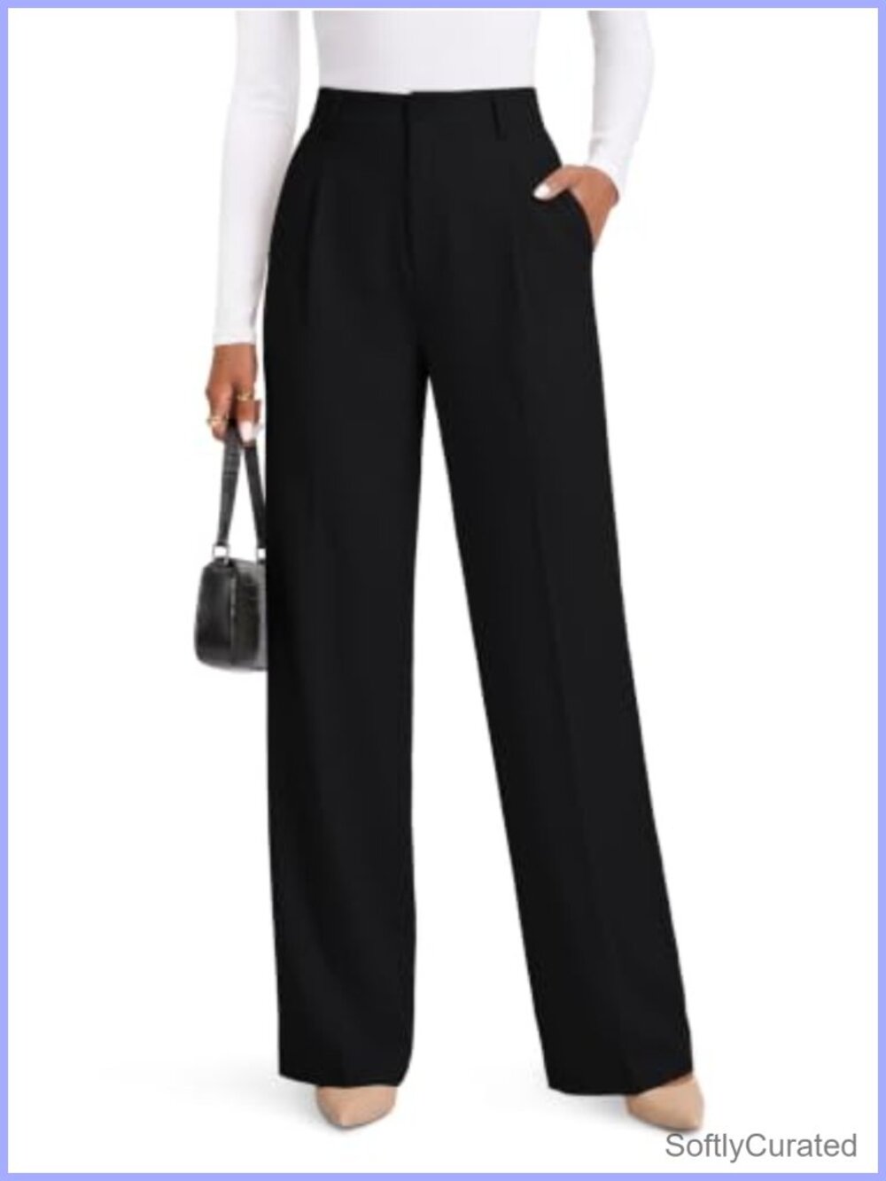 Tall Womens Wide Leg Pleated Dress Pants Work Trousers